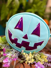 Load image into Gallery viewer, Handcrafted Small Happy face Robbins egg blue and glitter purple