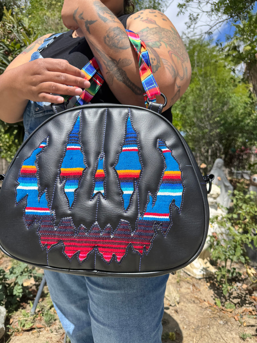 Handcrafted Too Bad Pumpkin bag/ Black and Serape -Handbag