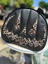 Load image into Gallery viewer, Handcrafted MissChievous Handbag- Black and Cheetah Print