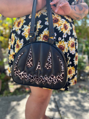Handcrafted MissChievous Handbag- Black and Cheetah Print