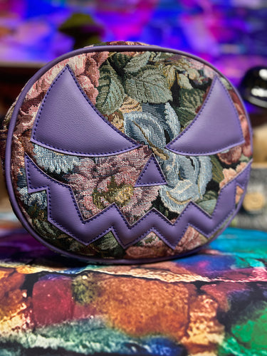 Hand Crafted : Mean Face Floral Tapestry bag - Lilac