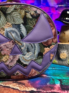 Hand Crafted : Mean Face Floral Tapestry bag - Lilac