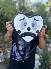 Load image into Gallery viewer, Handcrafted Sad Clown Heart Bag Black and White- Pre Order