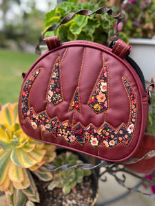 Handcrafted MissChievous Handbag- Wine and Autumn Floral