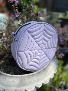 Handcrafted: Double sided Spiderweb Bag -Lavender with purple stitching