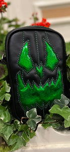 PRE ORDER Handcrafted: Side Bag Black and high shine Green