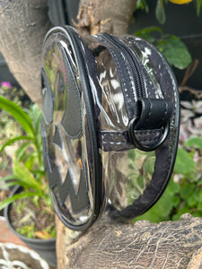 Hand Crafted : Bat Face clear Concert bag with Black vinyl