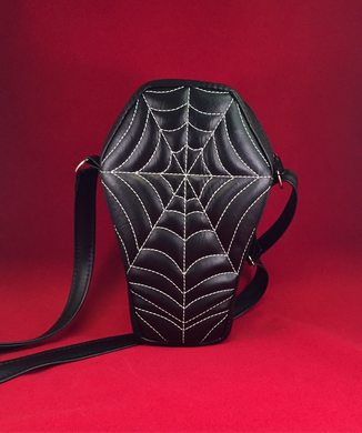Handcrafted Spiderweb Coffin bag-Black
