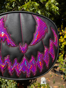 Handcrafted Bad Company Bag: Black and Iridescent Pink Mermaid scales