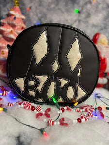 Handcrafted - BOO! Face Black and white glitter