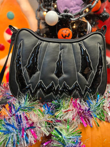 Hand crafted Hades Crossbody handbag black and Black patent