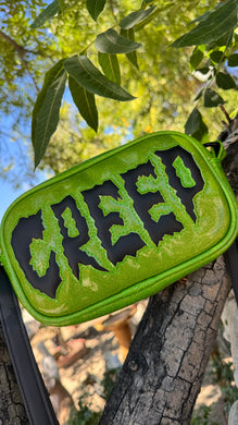 Handcrafted Small CREEP Green Glitter and black