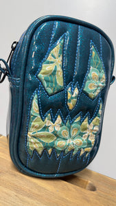 Handcrafted: Side Bag Teal Glitter and Floral