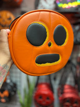 Load image into Gallery viewer, Handcrafted Pumpkin person Orange and Black Pumpkin Bag