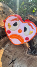 Load image into Gallery viewer, Hand Crafted: Sad Clown Heart- Pink with Orange