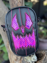 Load image into Gallery viewer, Handcrafted: Side Bag Black with mermaid pink