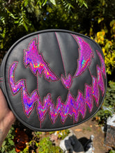 Load image into Gallery viewer, Handcrafted Bad Company Bag: Black and Iridescent Pink Mermaid scales