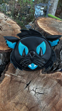 Load image into Gallery viewer, Hand Crafted : Black and light blue glitter kitty Cat Bag
