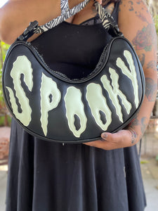 Handcrafted Spiked Spooky bag Glow in the Dark with spiderwebs