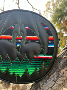 Handcrafted Pumpkin King bag Black with Serape print