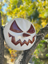 Load image into Gallery viewer, Handcrafted mean Snowman bag: Patent White with glitter Red and Red glitter nose