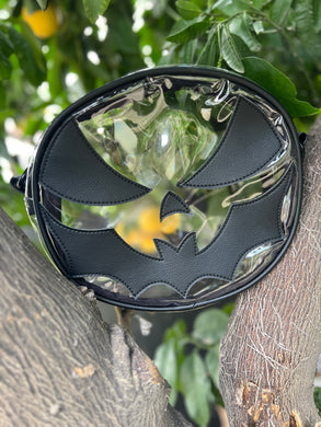 Hand Crafted : Bat Face clear Concert bag with Black vinyl