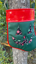 Load image into Gallery viewer, Holiday Stocking Tote Crossbody Bag- Green and Red with holiday Fabric