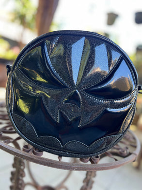 Hand Crafted Bat Mouth: Black Glitter and patent black