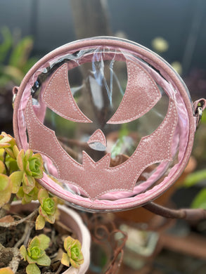 Hand Crafted : SMALL Concert Bat Face Pink Glitter