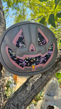 Load image into Gallery viewer, Handcrafted All Hallows Eve Pumpkin Crossbody- charcoal, mauve and floral