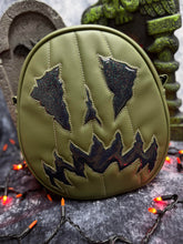 Load image into Gallery viewer, Handcrafted Scaredy Cat Bag: Olive Green and Cosmic Glitter