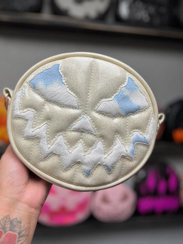 Handcrafted Rotten Baby Small White Glitter and BLue Cow print