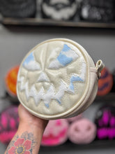 Load image into Gallery viewer, Sale Handcrafted Rotten Baby Small White Glitter and BLue Cow print