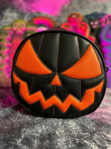 Hand Crafted : Mean Face Black and textured orange