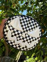 Load image into Gallery viewer, Hand Crafted Mean Pumpkin Checkered and white Patent vinyl