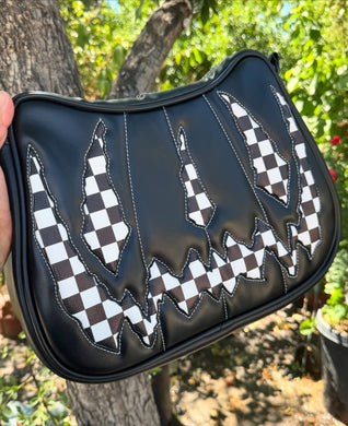 Hand crafted Hades Crossbody handbag Black and Checkered