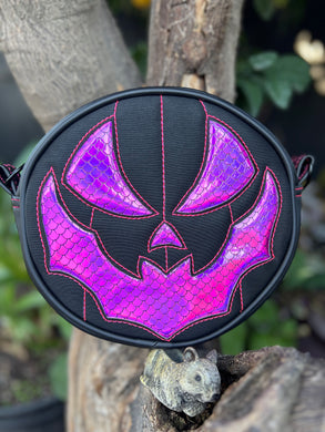 Hand Crafted Bat Mouth: Black and Pink mermaid iridescent