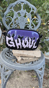 Hand Crafted : Small square Ghoul Bag Black and lavender pastels