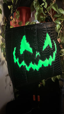 Hand Crafted La Araña Black Croc and Glow in the Dark