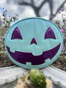 Hand Crafted : Happy face Robbins Egg blue and high shine Purple