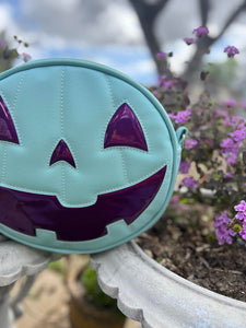 Hand Crafted : Happy face Robbins Egg blue and high shine Purple
