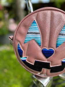 Handcrafted Love Bug Bag Pink Glitter and Blue Serape Print Blanket
