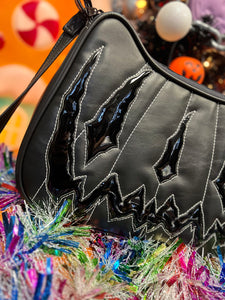 Hand crafted Hades Crossbody handbag black and Black patent