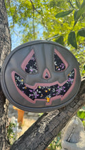 Load image into Gallery viewer, Handcrafted All Hallows Eve Pumpkin Crossbody- charcoal, mauve and floral
