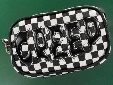 Handcrafted Small CREEP box bag: Black and Checkered Print