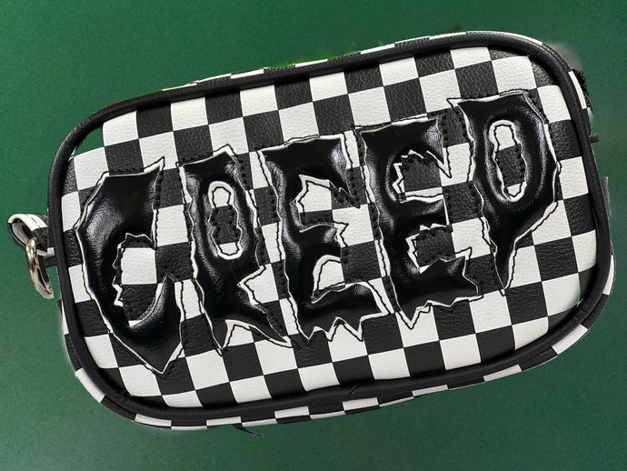 Handcrafted Small CREEP box bag: Black and Checkered Print