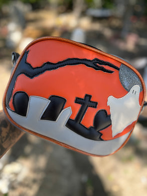 Handcrafted Mini Graveyard Ghost Grey with Orange and grey detailing