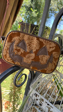 Load image into Gallery viewer, Handcrafted Small Happy Face Belt Bag : Floral Tapestry and Brown