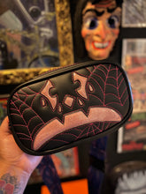 Load image into Gallery viewer, Hand Crafted : Small square sad pumpkin Bag Black and pink