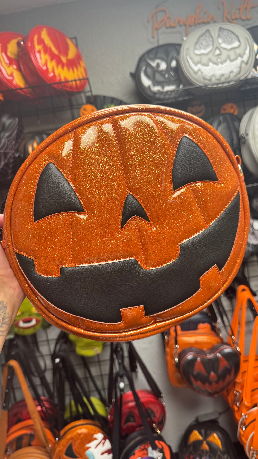 Hand Crafted :  OG Happy Orange glitter and Black